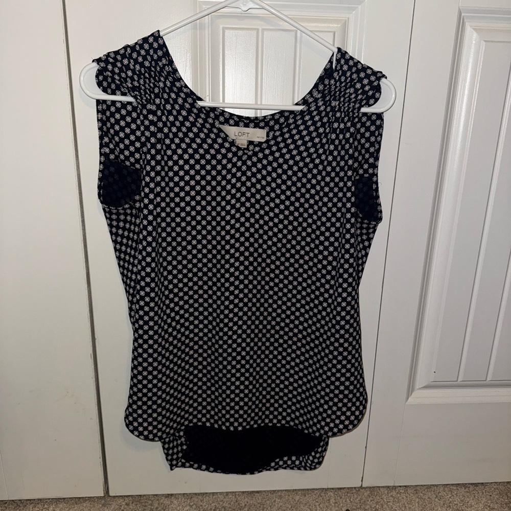 LOFT Navy and White Women's Blouse